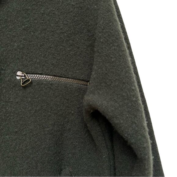 Irish Made 100% Wool Fisherman Out of Ireland Front Zip Sweater Dark Green - Picture 4 of 7